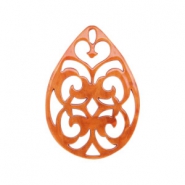 Pendenti in resina 38x27 mm a forma di goccia in stile barocco arancio fiamma
