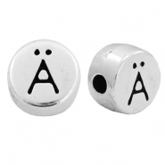 Perline alfabeto di metallo DQ con disegno lettera Ä argento antico (privo di nichel)