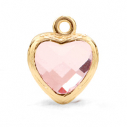 Pendenti di vetro Crystal Glass a forma di cuore rosa chiaro-oro