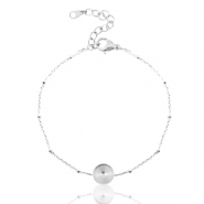 Polaris Steel in acciaio inossidabile bracciale con castone per cabochon 7mm Swarovski SS34 pallina argento