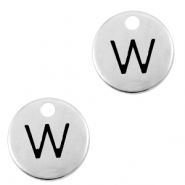 Ciondoli di metallo DQ lettera W argento antico (privo di nichel)