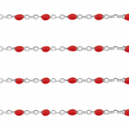 Componenti in acciaio inossidabile 1mm catena stile rosario rosso samba-argento