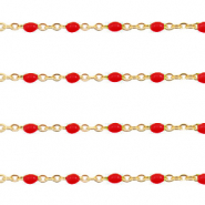 Componenti in acciaio inossidabile 1mm catena stile rosario rosso samba-oro