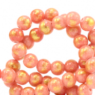 Perline in pietra naturale Calcite 6mm rosa corallo-oro