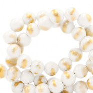 Perline in pietra naturale Calcite 8mm bianco-oro