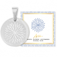 Mix & Match ciondoli in acciaio inossidabile 15 mm Birth flower September-Aster argento