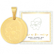 Mix & Match ciondoli in acciaio inossidabile 15 mm Birth flower May-Lily of the valley oro