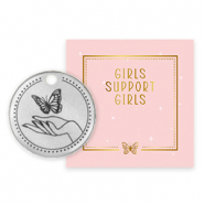 Girls Support Girls ciondoli di metallo DQ argento antico (privo di nichel) 50% di donazione a Free a Girl