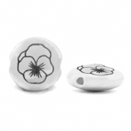 Perline di metallo DQ Fiore di nascita Febbraio-Viola argento antico (privo di nichel)