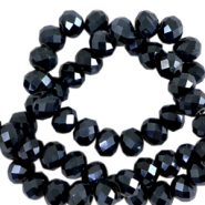 Perline sfaccettate 4x3 mm rondella nero-effetto perlato