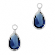 Pendenti di vetro Crystal Glass goccia blu reale-argento