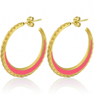 Orecchini in acciaio inossidabile a cercio 30mm oro-rosa brillante