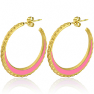 Orecchini in acciaio inossidabile a cercio 30mm oro-rosa