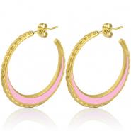 Orecchini in acciaio inossidabile a cercio 30mm oro-rosa chiaro