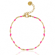 Bracciali in acciaio inossidabile rosa fucsia neon-oro