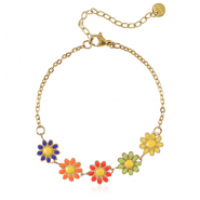 Bracciali in acciaio inossidabile fiore multicolore-oro
