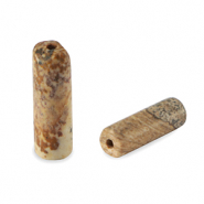 Perline in pietra naturale Cuarzite tubo marrone