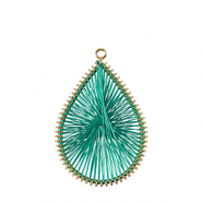 Pendente all'uncinetto con coda di topo goccia oro-verde capanna