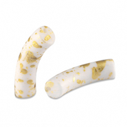 Perline in acrilico tubo opaca bianco-oro