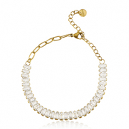 Bracciali in acciaio inossidabile oro-cristallo