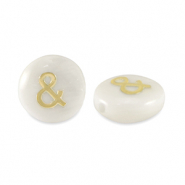 Perline di vetro rondella look a conchiglia "&" bianco-nero