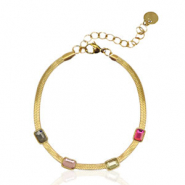 Bracciali in acciaio inossidabile catena serpente cristallo oro-multicolore