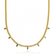 Collane in acciaio inossidabile catena serpentina cristallo oro-multicolore
