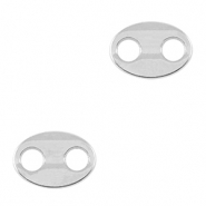 Ciondoli di metallo DQ distanziatore ovale argento antico (privo di nichel)