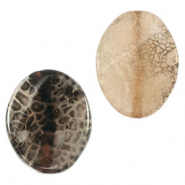 Perline in pietra dura semipreziosa ovale topazio grigio