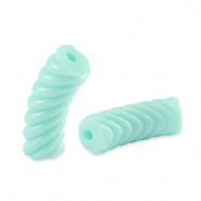 Perline in acrilico tubo spirale blu turchese delicato