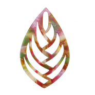 Pendenti in resina foglia multicolore rosa-verde