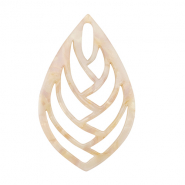 Pendenti in resina foglia bianco perlato-rosa