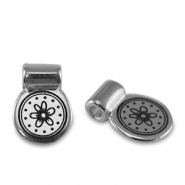 Passanti di metallo DQ fiore argento antico (privo di nichel)