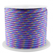 Cordoncino tubolare intrecciato 2mm viola-blu-oro