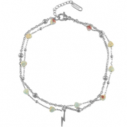 Cavigliere in acciaio inossidabile cuore di pietra argento-blu