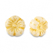 Perline Rep. Ceca fiore 9mm giallo limone-bianco