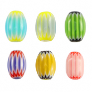 Perline Millefiori tubo multicolore verde-giallo