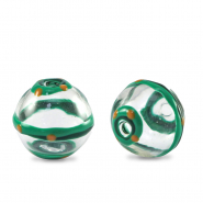 Perline di vetro dipinte a mano 14mm trasparente-verde arancio