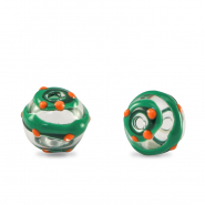 Perline di vetro dipinte a mano 8mm trasparente-verde arancio