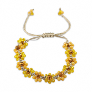 Cavigliere con perline sfaccettate fiore giallo multicolore-marrone topazio