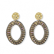 Orecchini sfaccettati ovale oro-grigio lavanda