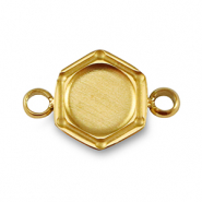 Ciondolo Pietra di Nascita con castone in acciaio inossidabile per SS16 fondo piatto oro