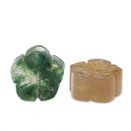 Perline in pietra naturale Agata fiore marrone-vert multicolore