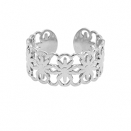 Anelli in acciaio inossidabile fiore argento