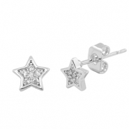 Metallo TQ in ottone orecchini zirconia stella argento