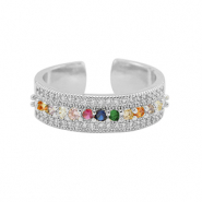 Metallo TQ in ottone anello zirconia argento-multicolore