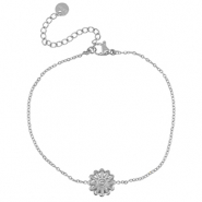 Bracciali in acciaio inossidabile fiore argento