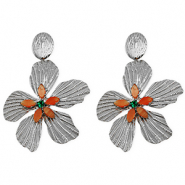 Orecchini in acciaio inossidabile fiore argento