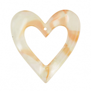 Pendenti in resina cuore arancione rame