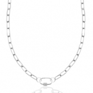 Collane in acciaio inossidabile maglia chiusura ovale argento